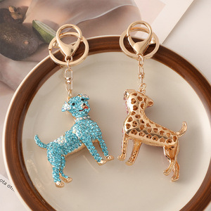 Porte-clé<span class=keywords><strong>s</strong></span> chien teckel mignon en strass de cristal, pendentif de sac de mode pour voiture - Product Image 4