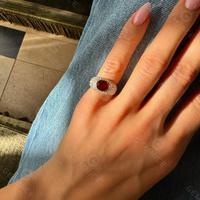 Gemnel Neuheiten Designer Messing Eternity-Stil Ring Gold Vermeil Ovaler Zirkon Mittelstein Anpassbare Farbe Breiter Bandring Chunky Ring