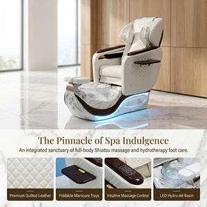 Chaise de spa de luxe pour pédicure avec massage shiatsu, bassin de hydrothérapie LED et station de manucure pliable - Product Image 1