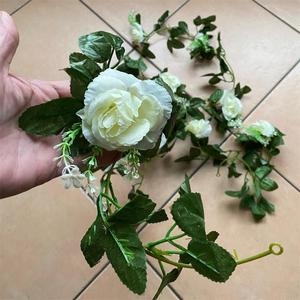 Guirlande de roses artificielles blanches, 10 têtes, 2,2 m de long, pour décoration murale et de plafond - Product Image 4