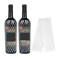 Filet en plastique pour pièces métalliques, couvercle à manchon en maille de bouteille de vin/emballage à fleur rose
