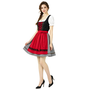 Vestido Dirndl con Cintura Imperio, Escote Corazón, Corte en A, Colores en Contraste, Disfraz para Festival, Traje para Fiesta de Oktoberfest, Sin Etiqueta - Product Image 2