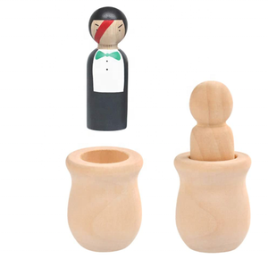 Muñecas de anidación de clavijas de madera sin terminar, cuerpos de personas, figuras de formas de madera decorativas naturales sin pintar para pintar - Product Image 4
