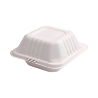 Boîte à emporter carrée compostable de 6x6 pouces, boîte à emporter jetable blanche, emballage écologique pour la restauration