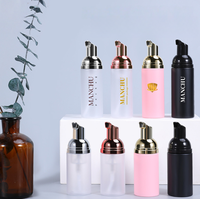 Bouteille en plastique cosmétique personnalisée avec logo, 50 ml, matériau PET, avec pompe en mousse pour l'emballage de sérum pour le soin de la peau, nettoyant visage, savon liquide