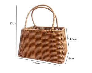 Keranjang Bunga Rotan Plastik Buatan Tangan Berkualitas Tinggi dengan Pegangan untuk Dekorasi Rumah - Product Image 6