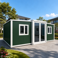 Maison conteneur modulaire préfabriquée extensible à double aile de 20 pieds, amovible, mobile, pliable, espace de vie extérieur, modèle YJ004