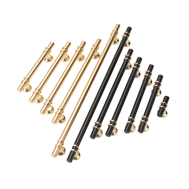 Modern Minimalist Style Light Luxury Brushed Gold Black Stainless Steel Cabinet Handles Wardrobe Handles Drawer Pulls