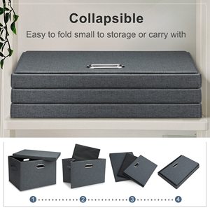 Caja de Almacenamiento Plegable y Apilable de Gran Capacidad con Tapa, Cesta de Almacenamiento, Contenedor para Dormitorio u Oficina - Product Image 4