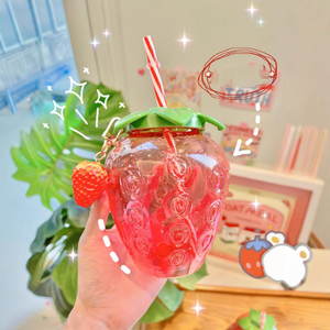 Vaso <span class=keywords><strong>de</strong></span> Plástico con Forma <span class=keywords><strong>de</strong></span> Fresa <span class=keywords><strong>de</strong></span> 500 ml, Linda Taza para Té <span class=keywords><strong>de</strong></span> Burbujas, Botella <span class=keywords><strong>de</strong></span> Agua Portátil para Estudiantes - Product Image 2