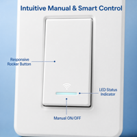 Interrupteur Wi-Fi mural MKC-60/U193WT-8, câblage simple voie