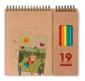 Logotipo de impresión ecológico personalizado para niños, juego de papelería de dibujo en espiral, lápiz para colorear, 12 Uds.