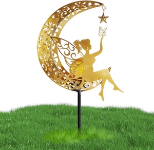Lumière <span class=keywords><strong>solaire</strong></span> de jardin en forme de lune, boule de verre craquelée, figurine d'<span class=keywords><strong>étoile</strong></span>, décorations du Ramadan, lumière <span class=keywords><strong>solaire</strong></span> pour cour, patio - Product Image 1