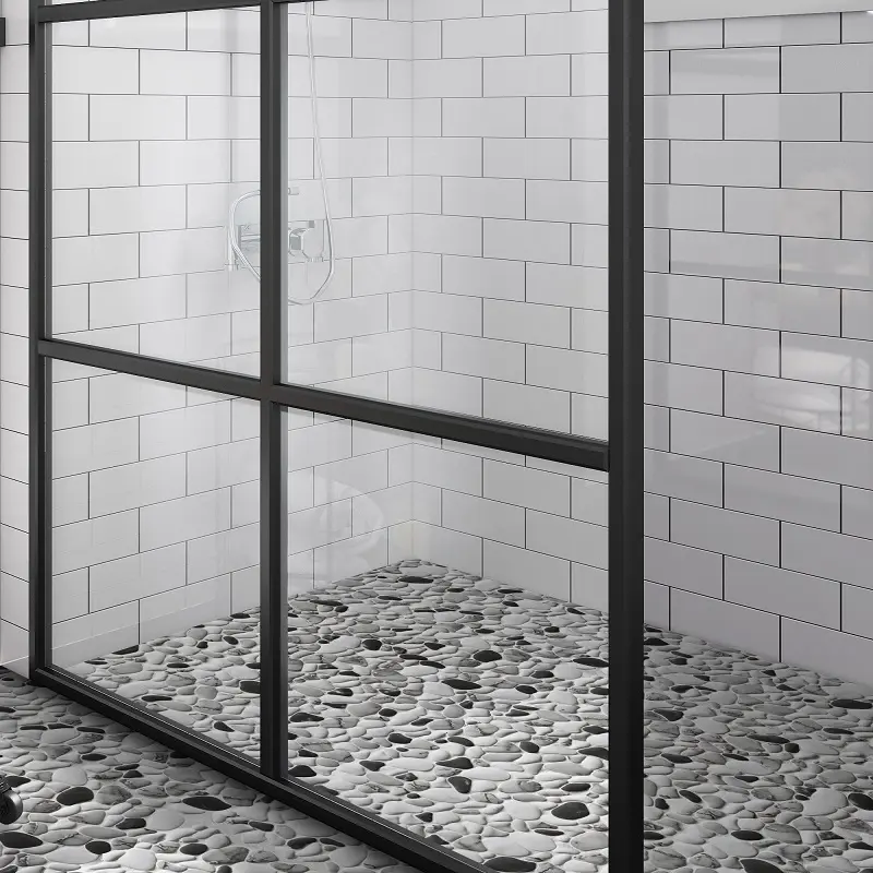Sunwings 재활용 유리 모자이크 자갈 타일 | 미국 재고 | 회색 혼합 대리석 보이는 모자이크 벽 및 바닥 타일