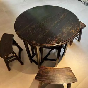<span class=keywords><strong>Table</strong></span> à manger en bois massif d'orme ancien, style français, design antique, multifonctionnelle, démontable, mobilier de salle à manger pour restaurant - Product Image 4