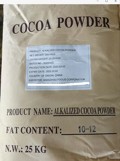 कच्चे कोको पाउडर उच्च गुणवत्ता प्राकृतिक या Alkalized कोको पाउडर