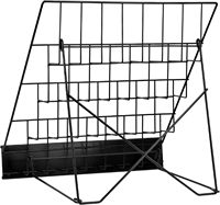 QWORK Présentoir à Livres Métallique à 4 Niveaux Gain de Place 18.4x16.6x14.5 Présentoir de Table en Fil Métallique pour Livres, CD et Magazines