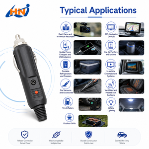 Prise allume-cigare mâle 12V 24V pour voiture, <span class=keywords><strong>adaptateur</strong></span> allume-cigare robuste pour véhicule avec lumière LED et fusible intégré - Product Image 5