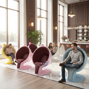 Silla Tapizada de Fibra de Vidrio de Grado Comercial, Taza de Café Nórdica de FRP, Asiento Acolchado para Salón - Product Image 4