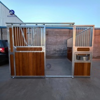 Écurie à chevaux portable en métal galvanisé à chaud, robuste, avec panier à foin, préfabriquée, modulaire, pour l'extérieur et la ferme