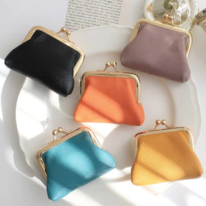 Porte-monnaie rétro mini transfrontalier, portefeuille court pour femme avec fermoir, en cuir PU couleur bonbon, pochette à monnaie, vente en gros. - Product Image 1