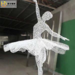 Sculpture en acier inoxydable Jiahua, sculpture abstraite géométrique, montage au sol extérieur, forme irrégulière faite à la main, pièce d'art décorative - Product Image 4