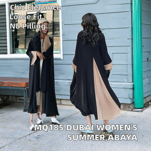 Mq185 modesto Dubai mujer poliéster Abaya elegante plisado empalme bata chaqueta para Eid verano transfronterizo superventas medio - Product Image 2