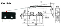 Interrupteur de limite de roue, commutateur de limite de roue, levier longue vie, épingle électronique SPDT Defond, Micro interrupteurs de limite KW12-D, meilleure vente