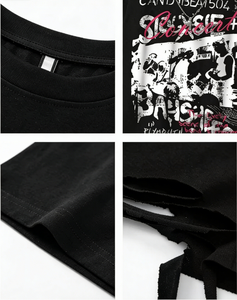 <span class=keywords><strong>T</strong></span>-<span class=keywords><strong>shirt</strong></span> girocollo 100% cotone 250g a manica corta con stampa <span class=keywords><strong>band</strong></span> <span class=keywords><strong>rock</strong></span> e design collana, vestibilità oversize, anti-piega, asciugatura rapida, estiva - Product Image 3