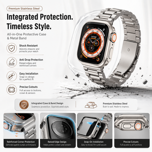 <span class=keywords><strong>Bracelet</strong></span> en acier inoxydable à trois perles avec coque intégrale en PC compatible avec <span class=keywords><strong>Apple</strong></span> <span class=keywords><strong>Watch</strong></span> S10 46 45 44 41 40MM - Product Image 2