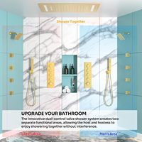 HOMEDEC Système de douche carré brossé double avec deux pommes de douche LED 14x20 pouces et 6 pouces, barre coulissante et robinetterie à 4 voies