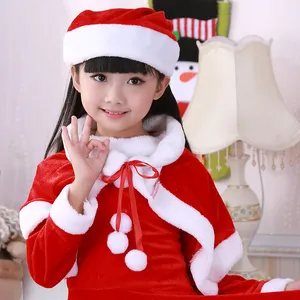 Disfraz de Papá Noel de Navidad para niñas de alta calidad, conjunto de traje de Navidad para bebé con bolsas de regalo, prendas de vestir cálidas, trajes de Cosplay