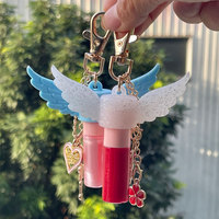 Porte-clés personnalisable en silicone écologique avec motif aile d'ange et impression UV, support cosmétique personnalisable