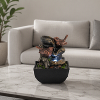 Fuente de Agua de Resina para Mesa, Estatua de Buda Dorada, Luz LED, Cascada Interior, Decoración para Meditación, Hogar, Oficina, Escritorio