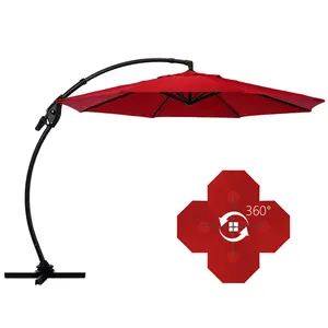 Outdoor Bistro Beach Garden Patio Curvy Cantilever S Shape Banana Umbrella Parasols With Base