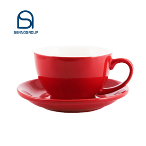 Gelas Keramik Grosir Cangkir Putih dengan Piring Teh Espresso Kopi Cangkir Teh dan Set Piring - Product Image 1