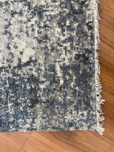 Tapis d'intérieur en laine et soie indienne fait à la main, abstrait, luxueux, à poils longs, bleu, killim, lavable, pour la maison, la chambre à coucher, le salon, l'utilisation en voiture, décoration - Product Image 4