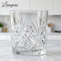 Verres à whisky double old fashioned en verre taillé cristal durable Lanques 11oz, couleur argent métallisé, pour les fêtes