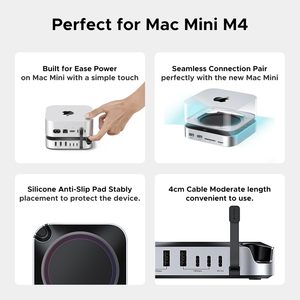 Station d'accueil et support UGREEN pour Mac <span class=keywords><strong>Mini</strong></span> M4/M4 Pro, boîtier SSD NVMe, 3 ports USB 10 Gbps, USB-C, USB-A, lecteur de carte SD, argent - Product Image 6