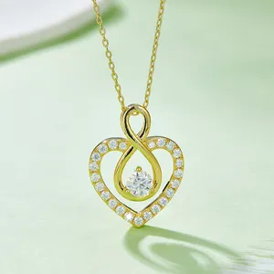 Infinite Love Heart 925 Sterling Silver Moissanite Pendant 1 Carat Gold/Sliver/Rose Gold DVVs Small Moissanite Necklace