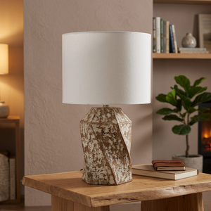 Lámpara de Aceite de Madera Natural Envejecida Hecha a Mano, Diseño Industrial Moderno de Mediados de Siglo, Patrón Geométrico, Tamaño Pequeño, Decoración para el Hogar - Product Image 2