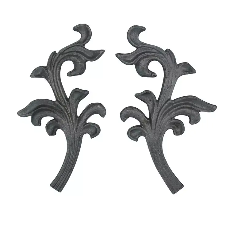 Accessori per foglie stampate in ferro battuto a buon mercato all'ingrosso in metallo pressato decorazione per cancello di recinzione ornamenti stampati in acciaio personalizzati