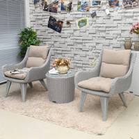 Ensemble de canapés de patio en plastique de style ferme avec table basse texturée diamant et chaise compacte pour balcon et cour