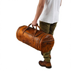 Vintage Style Genuine Leather Waterproof Light Weight Eco-friendly Duffle Bag Alligator Pattern Zipper Closure Portable - Product Image 2