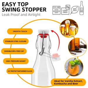 Bouteilles en <span class=keywords><strong>verre</strong></span> à bouchon basculant 8,5 oz de qualité alimentaire compatibles avec les diffuseurs à bâtonnets pour la fermentation de bière, de vinaigre et de <span class=keywords><strong>limoncello</strong></span> - Product Image 6