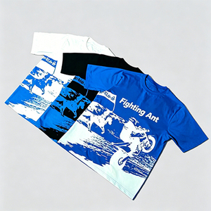 Camiseta de hombre Fighting Ant Custom Brand de verano, de tejido tecnológico transpirable, con estampado DTG de letras, cuello redondo, hombros caídos y corte holgado tipo boxy. - Product Image 1