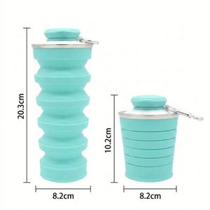 Bouteille d'eau pliable en silicone personnalisable avec logo, idéale pour le sport, la course, les voyages, le fitness, la randonnée et le camping, avec système de boisson directe. - Product Image 4