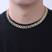 Collar de Cadena Cubana de Cobre con Circonitas, Cierre con Logo Dorado, Plateado y Rosado para Hombres y Mujeres, Joyería Hip Hop para Fiestas, Accesorios de Moda, Regalo