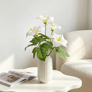 Fleur artificielle de gloire du matin en gros, tige unique, 5 ou 7 têtes, pour décoration florale de mariage et de maison - Product Image 1