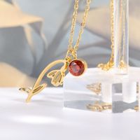 Fleurs de naissance personnalisées plaquées or 18 carats en acier inoxydable élégant de nouveau style avec collier de pierres de naissance colorées